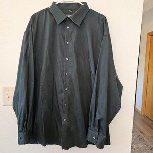 KENNETH COLE REACTION Men's Dress Shirt XXL 18 34-35 Wrinkle Free Green